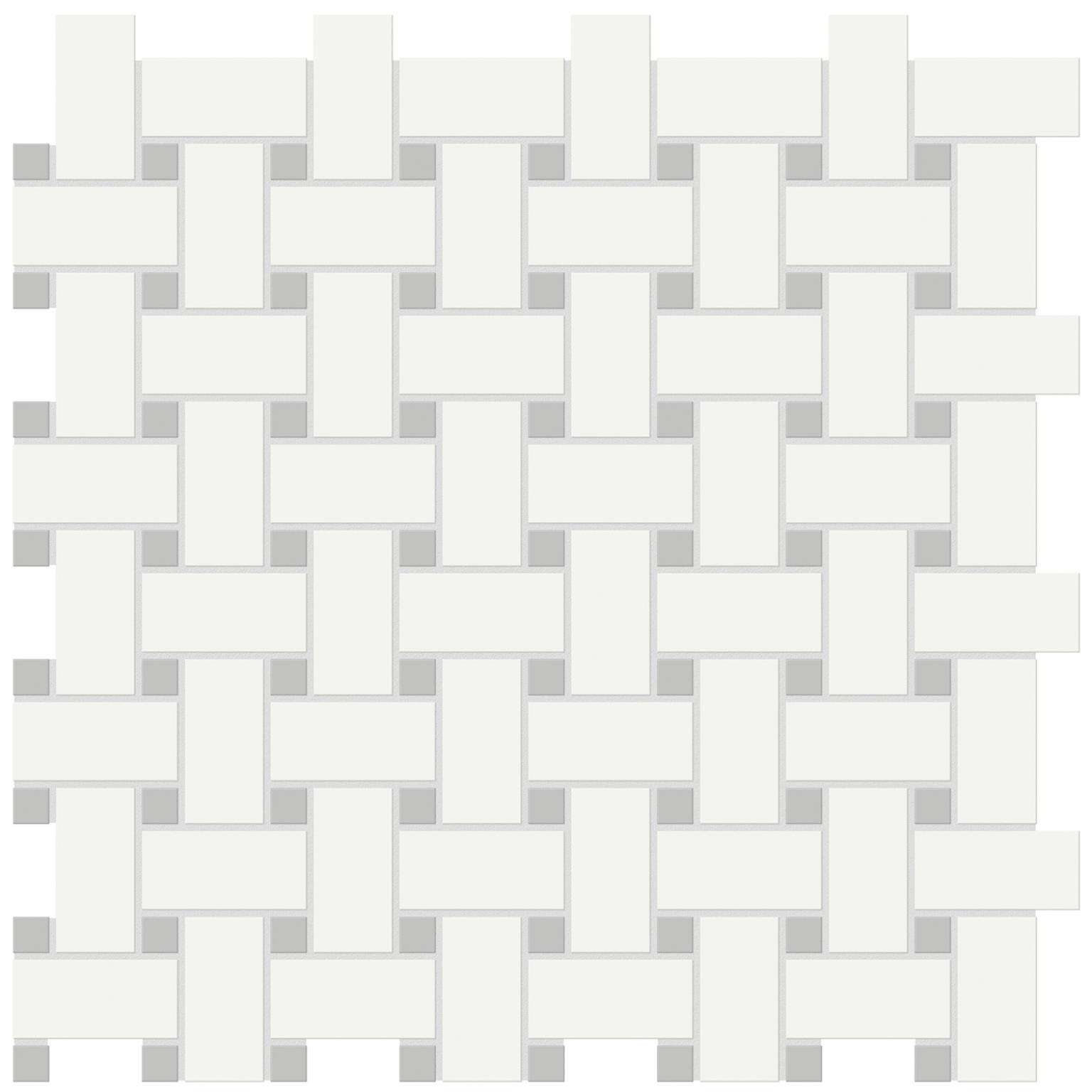 White w/Loft Grey Matte Basketweave Mosaic | Quality Carpet Inc.