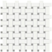 White w/Taupe Matte Basketweave Mosaic | Quality Carpet Inc.