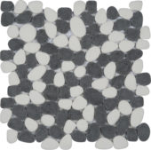 White&Black Reconstituted Pebble Interlocking Mosaic | Quality Carpet Inc.