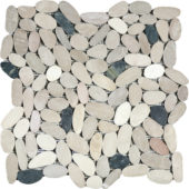 White/Pink/Beige/Black Sliced Matte Pebble Interlocking Mosaic | Quality Carpet Inc.