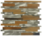 Wood / Silver Aluminum Baguette Interlocking Mosaic | Quality Carpet Inc.