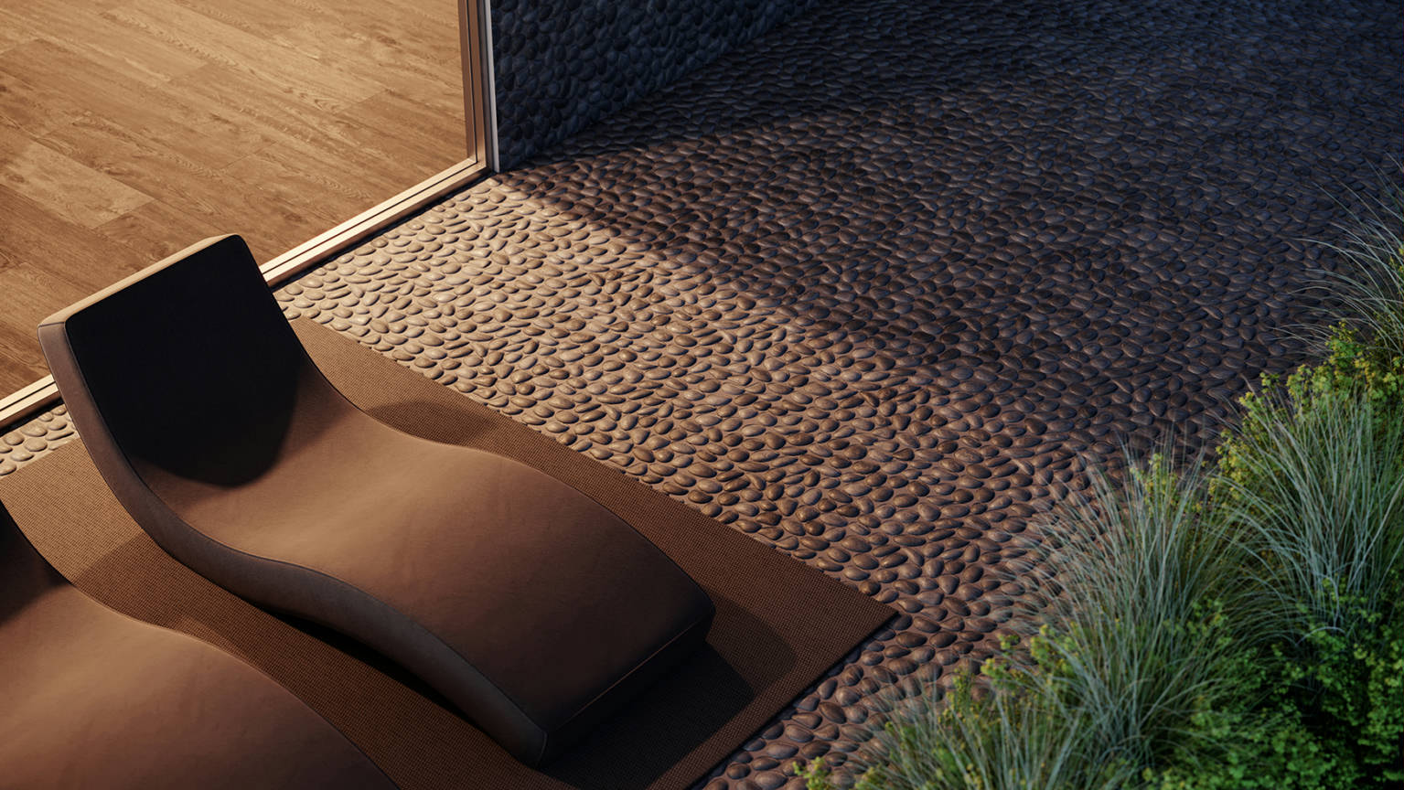 Zen Tahitian Black Sand Natural Pebble Matte Mosaic 2  | Quality Carpet Inc.