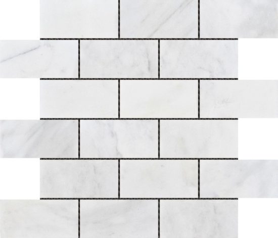 2"x4" Brick Pattern White Grey Marble | Quality Carpet Inc.