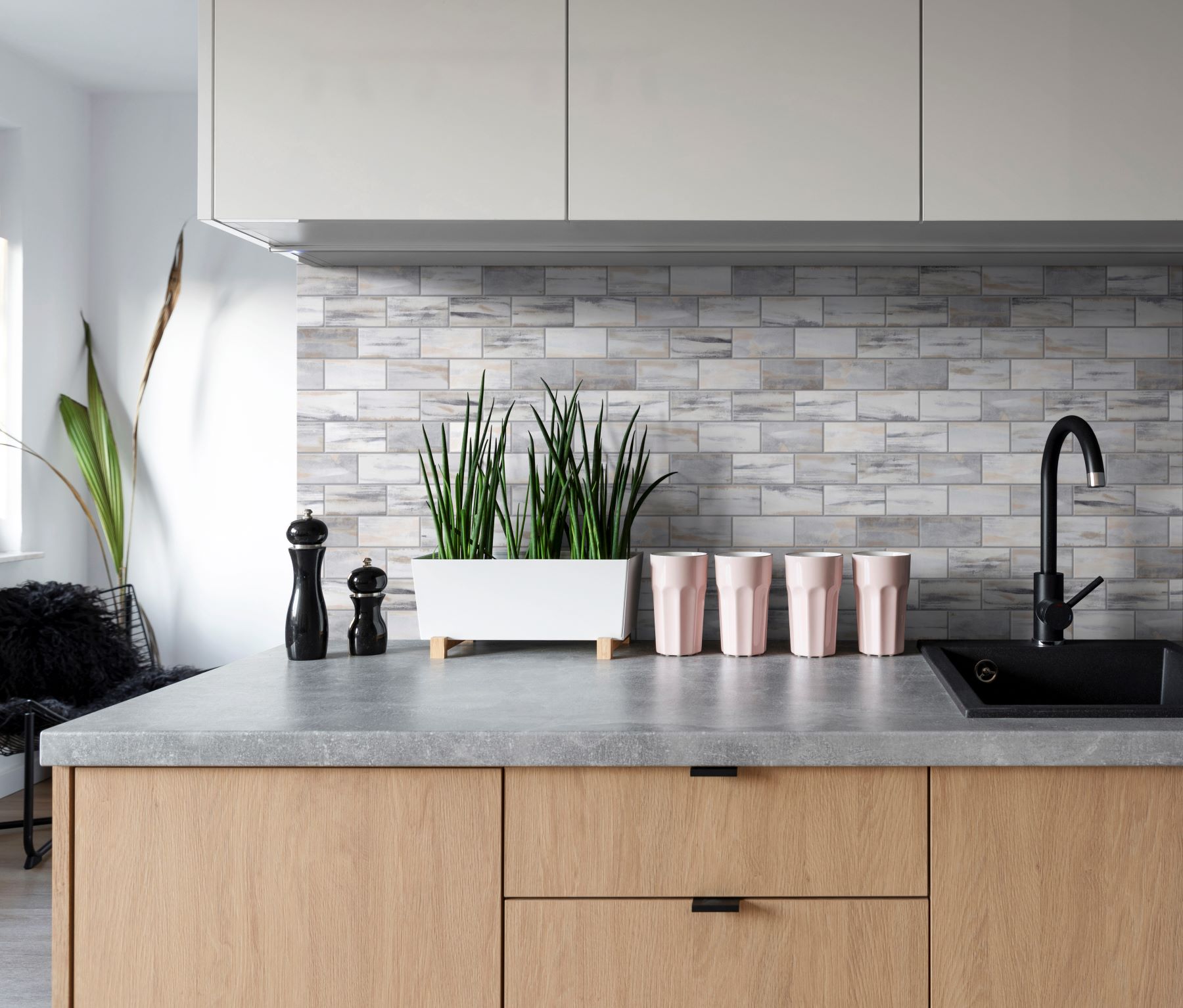 2"x4" Glazed Ceramic Grey Beige Mix Rough Surface Mosaic | Quality Carpet Inc.