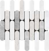 2"x6" Elongated Round White Grey Beige Marble Mix | Quality Carpet Inc.