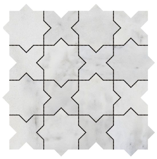3"x3" Cross & Star White Grey Marble | Quality Carpet Inc.