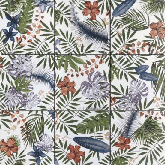 4"x4" Floral Palm Multicolor Mosaic | Quality Carpet Inc.