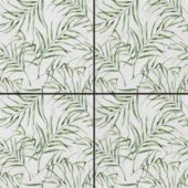 6"x6" Green Palm Leaf Printed Beige Marble | Quality Carpet Inc.