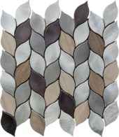 Aluminum & Marble Leaves 19 Grey Brown Mosaic 11"x12" | Quality Carpet Inc.