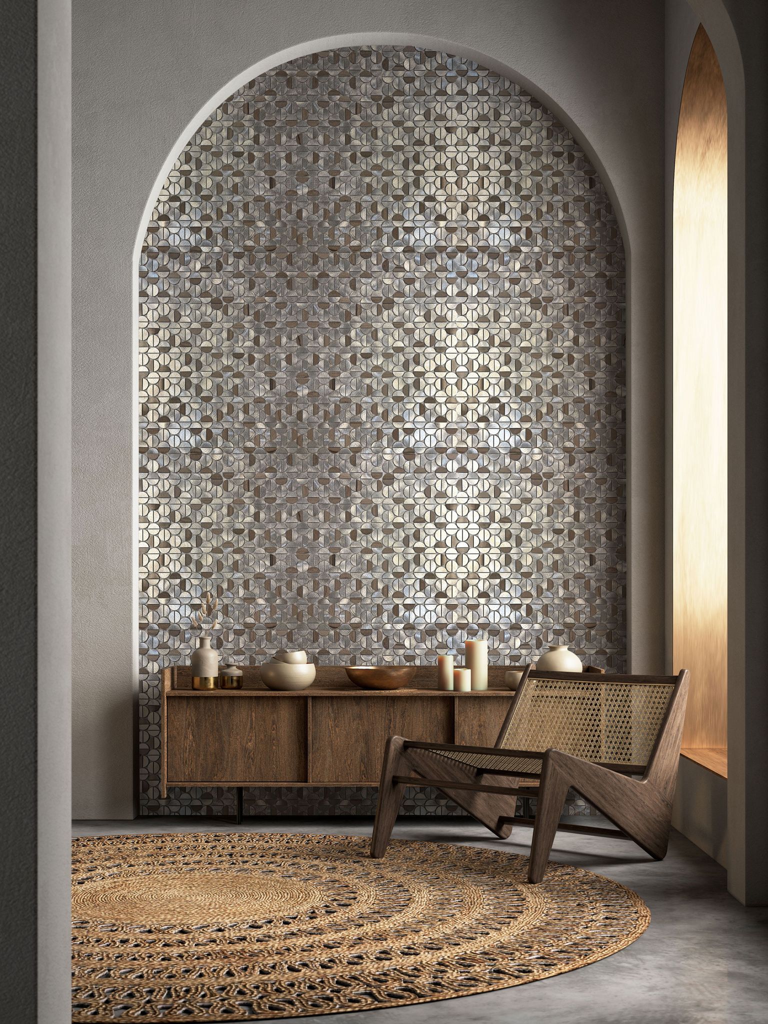 Aluminum & Marble Semi Circle Silver Brown | Quality Carpet Inc.