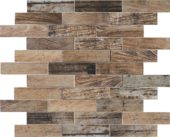 Beige Brown Mix Wood 1.1"x4" Glazed Ceramic Mosaic | Quality Carpet Inc.