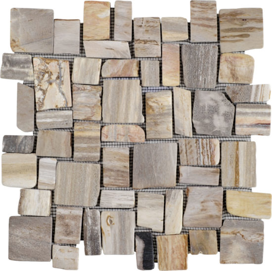 Cubic Fossil Wood Stone Mosaic | Quality Carpet Inc.