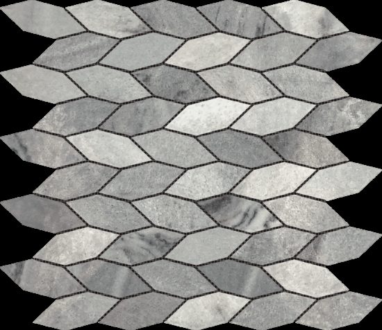 Elongated Hexagon Ice Grey “Leaves” Mosaic