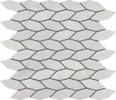 Elongated Hexagon White Grey "Leaves" Mosaic | Quality Carpet Inc.