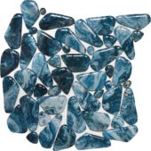 Glass Pebble Blue Marble Pattern Mix Mosaic 11.4"x11.4" | Quality Carpet Inc.