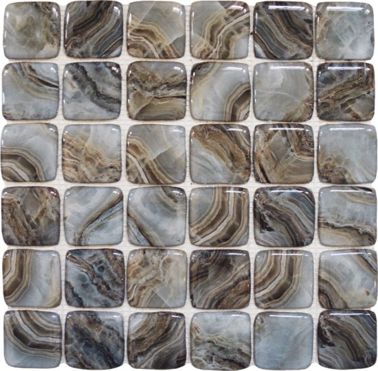 Glass Square Grey Beige Mix Marble Pattern Mix Mosaic | Quality Carpet Inc.