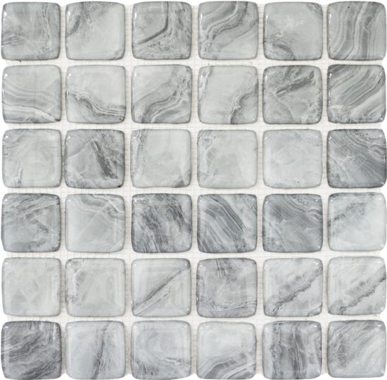 Glass Square Light Grey Marble Pattern Mix Mosaic | Quality Carpet Inc.