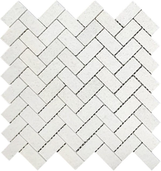 Herringbone Crystal White Marble Polished 1″x2″
