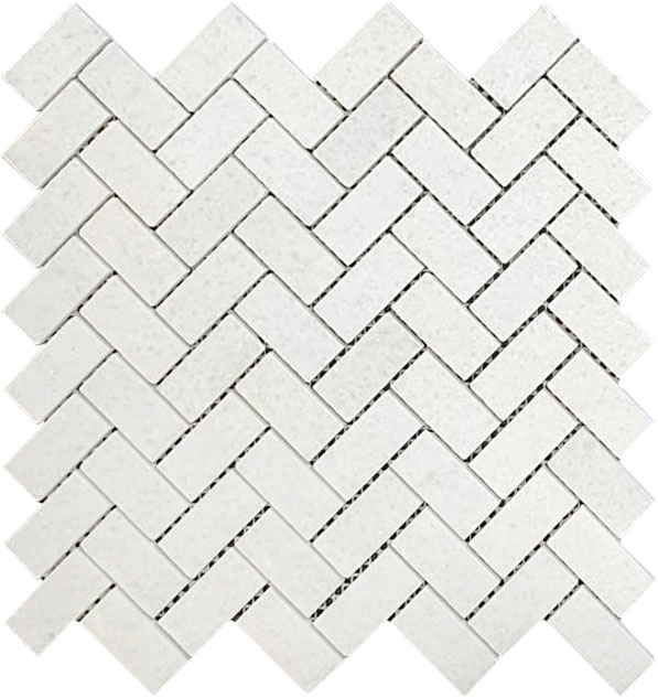 Herringbone Crystal White Marble Polished 1"x2"
