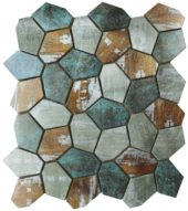 Hexagon Aluminum Mix Green Grey Beige 11.4"x12.2" | Quality Carpet Inc.