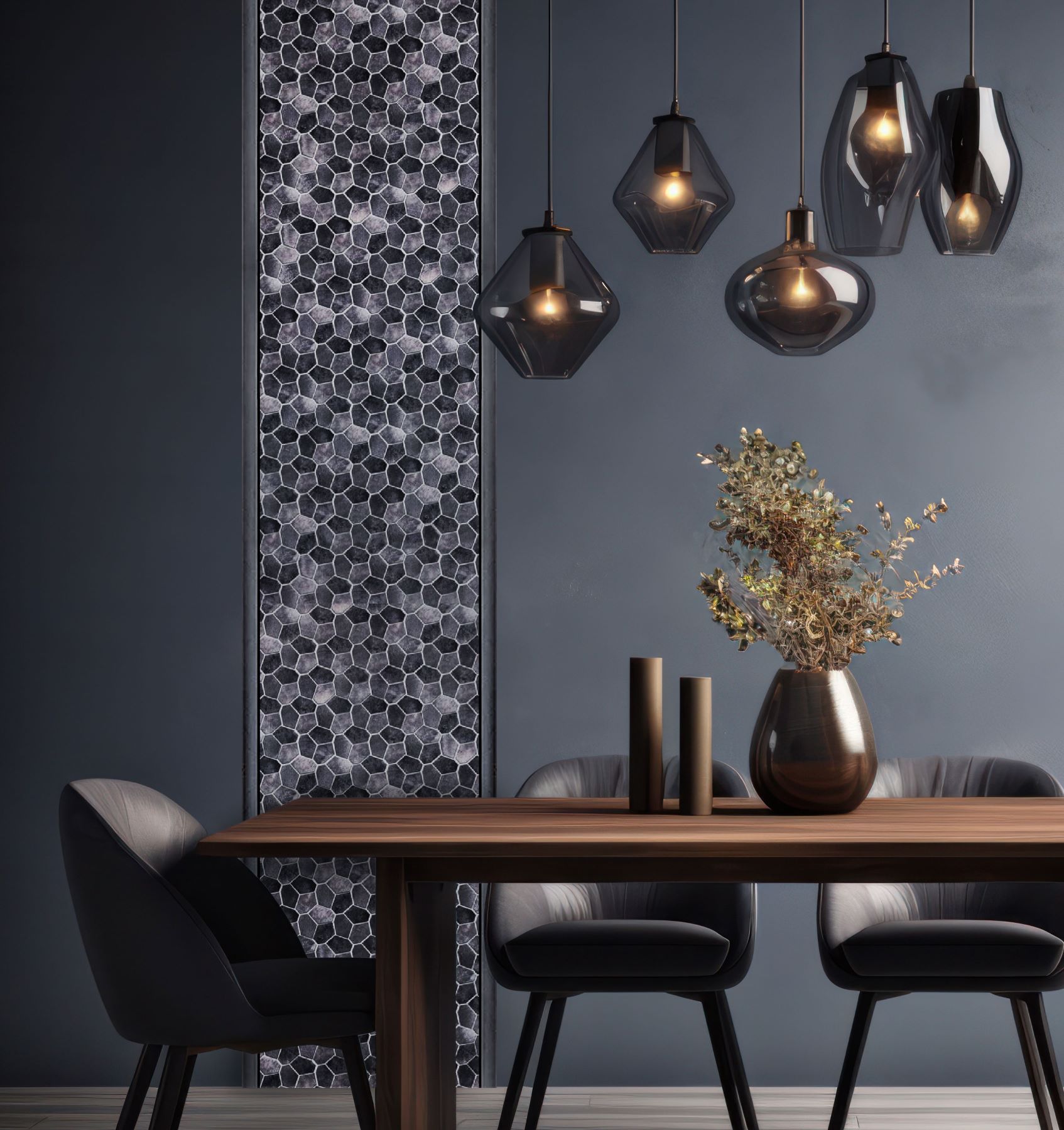 Hexagon Aluminum Mix Grey Mosaic  | Quality Carpet Inc.