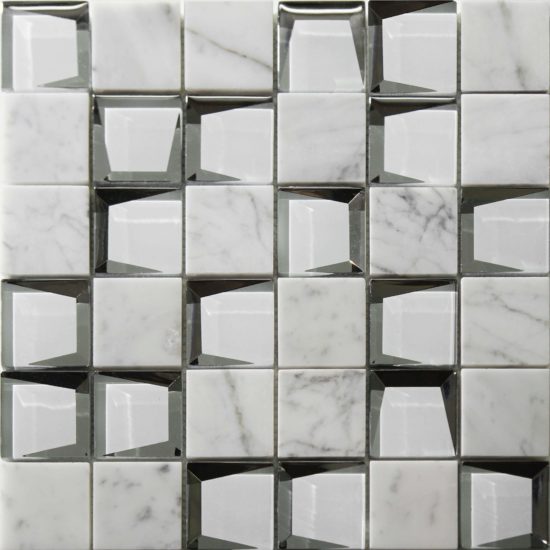Marble & Glass 2"x2" White Mix Mosaic | Quality Carpet Inc.