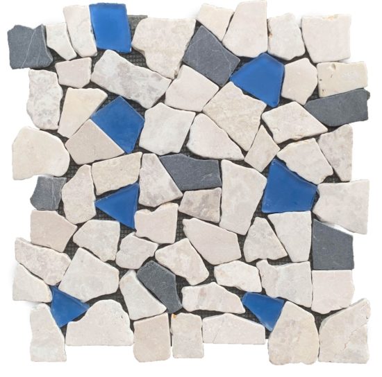 Mini Opus Beige Grey Marble Mix & Blue Glass | Quality Carpet Inc.