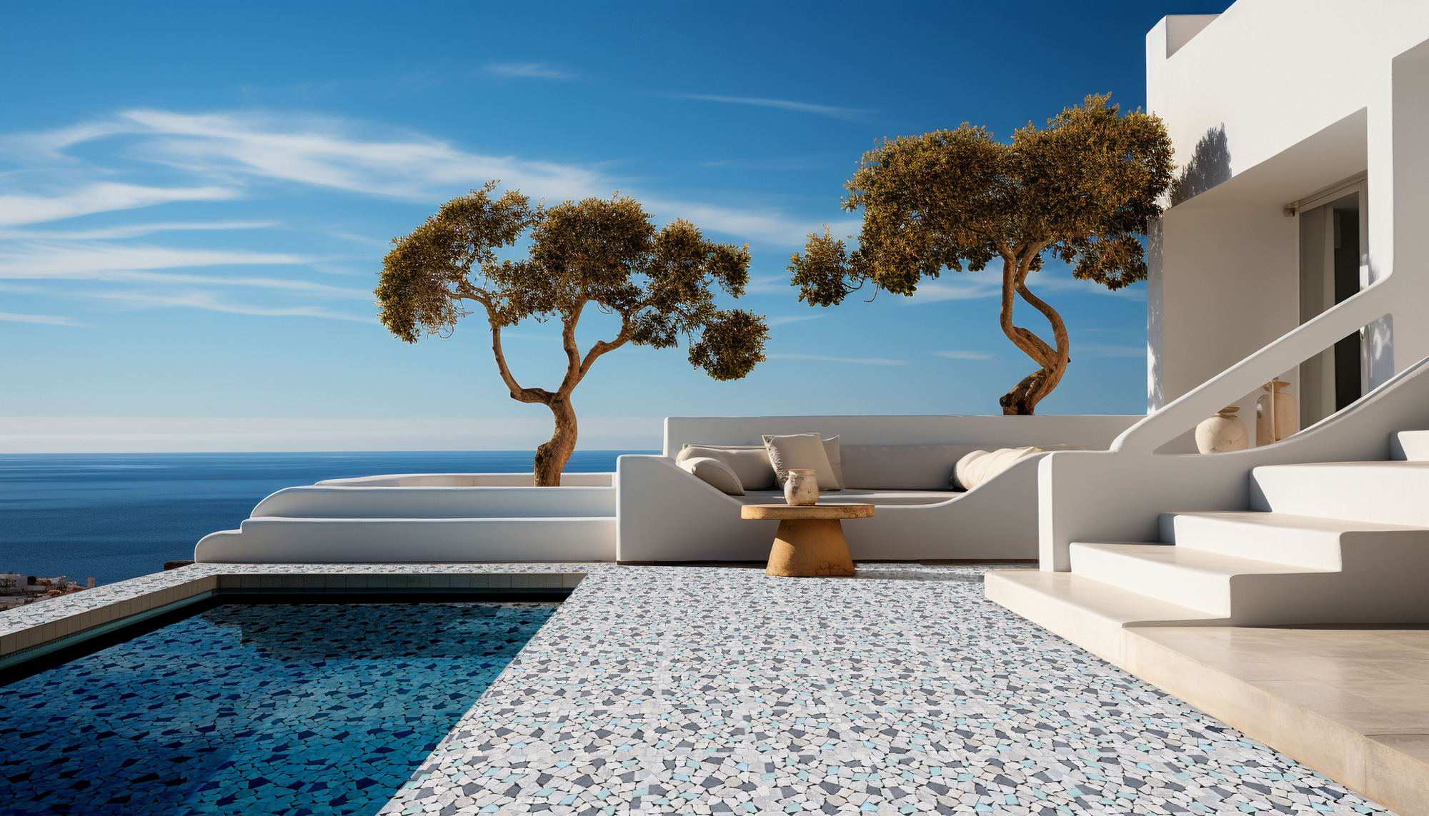 Mini Opus Beige Grey Marble Mix & Green Glass | Quality Carpet Inc.