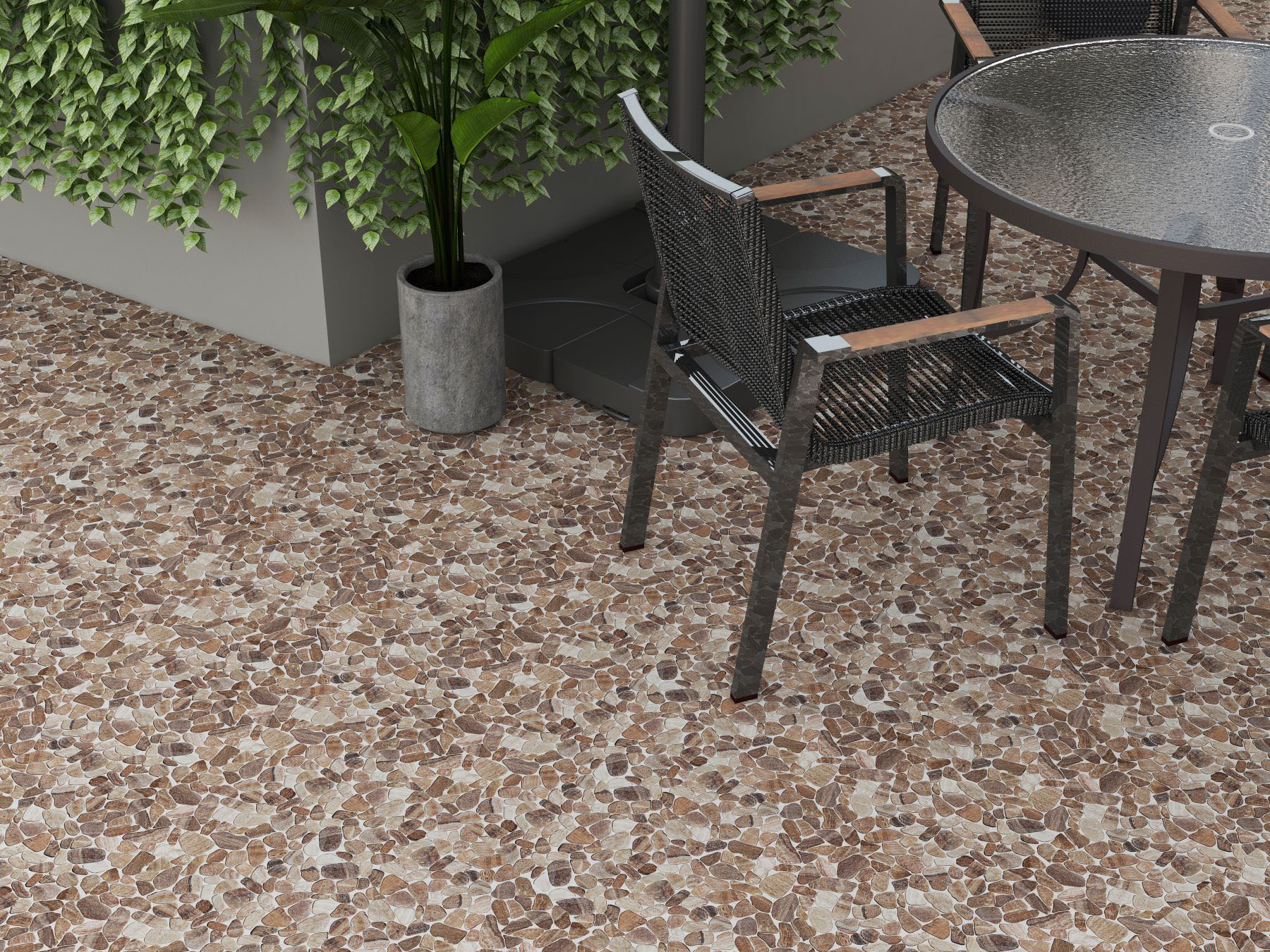 Mini Opus Matte Beige Brown Marble Stone Interlocking  | Quality Carpet Inc.