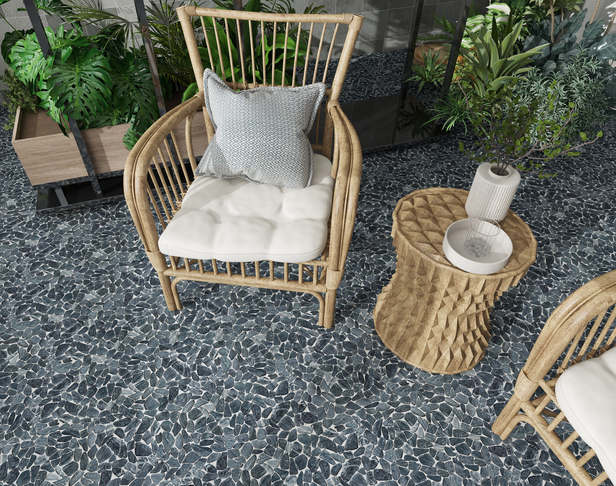 Mini Opus Matte Grey Mix Marble Stone Interlocking | Quality Carpet Inc.