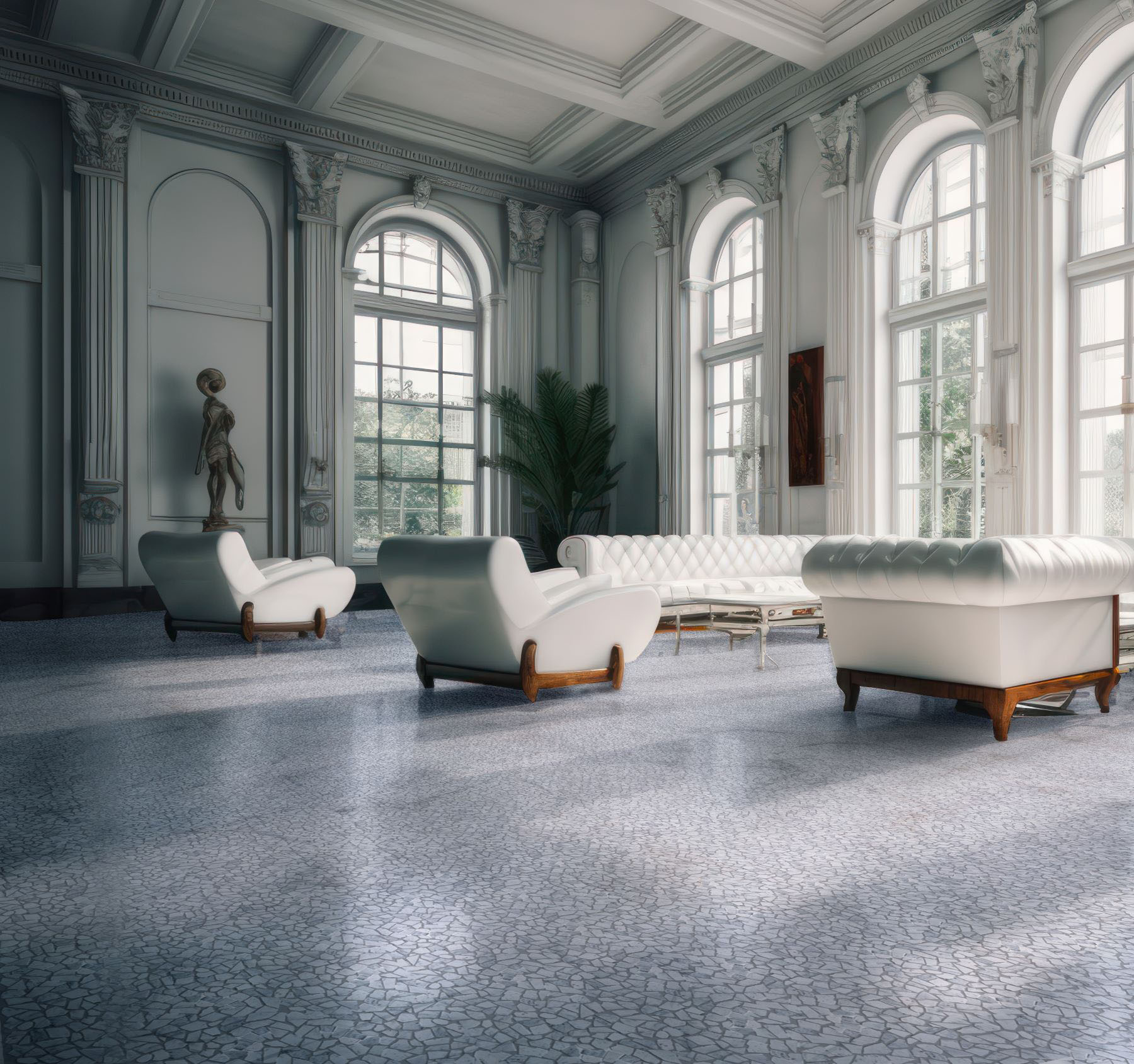 Mini Opus Matte White Grey Marble Stone Interlocking 2 | Quality Carpet Inc.