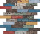Multicolor Wood 1.1"x4" Glazed Ceramic Mosaic | Quality Carpet Inc.