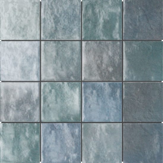 Zellige Glazed Ceramic Soft Blue Mix 3"x3" Mosaic | Quality Carpet Inc.
