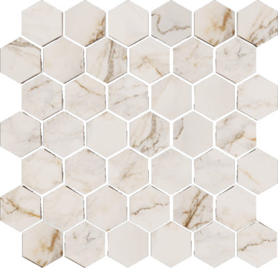 Treasure II Perfect Calacatta 2″ Hex Carved