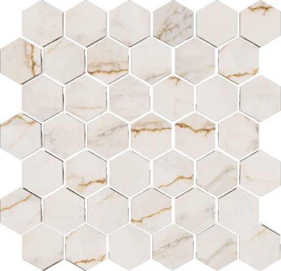 Treasure II Perfect Calacatta 2" Hex Polished | Quality Carpet Inc.